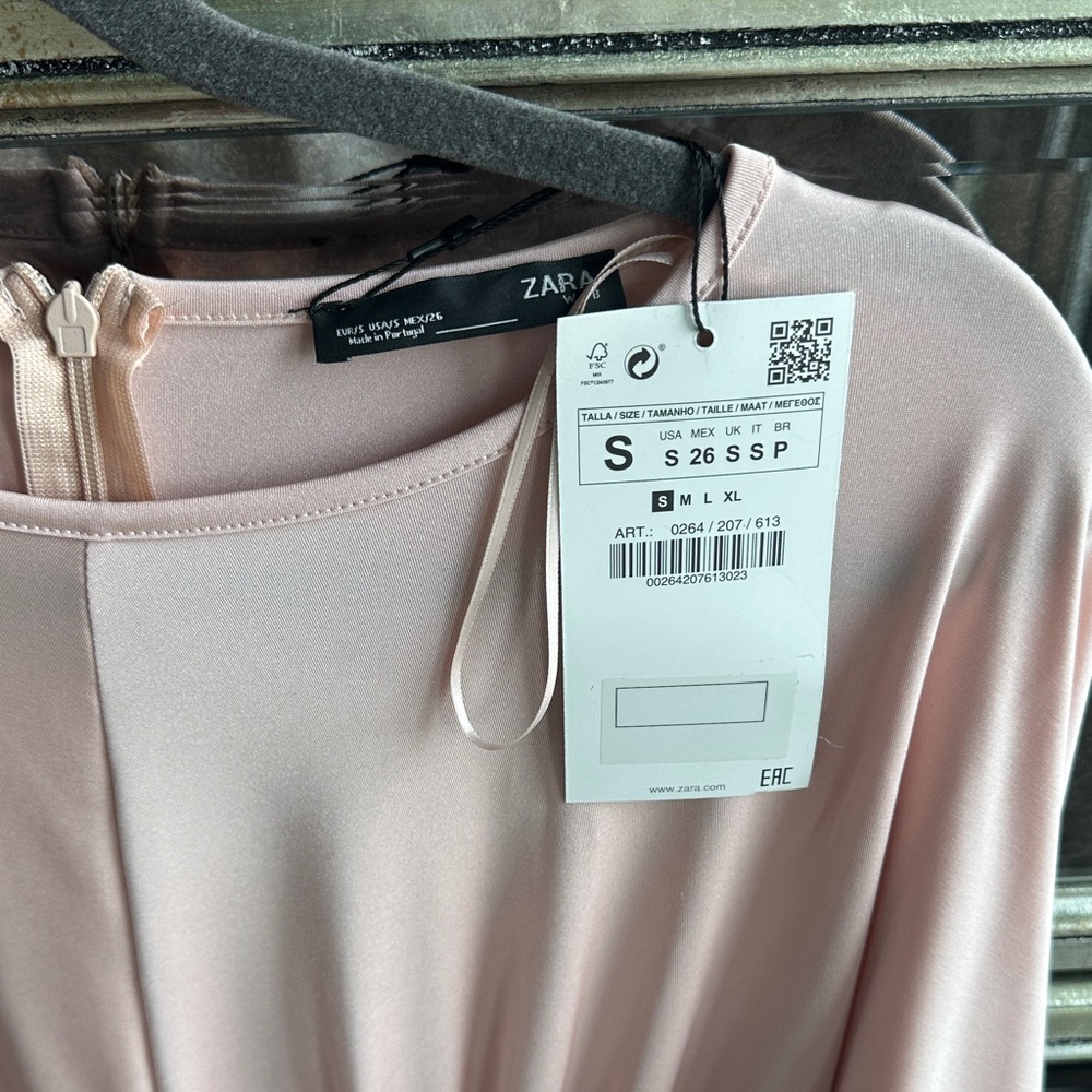 Zara Soft Pink Long Sleeve Dress - Picture 2 of 4